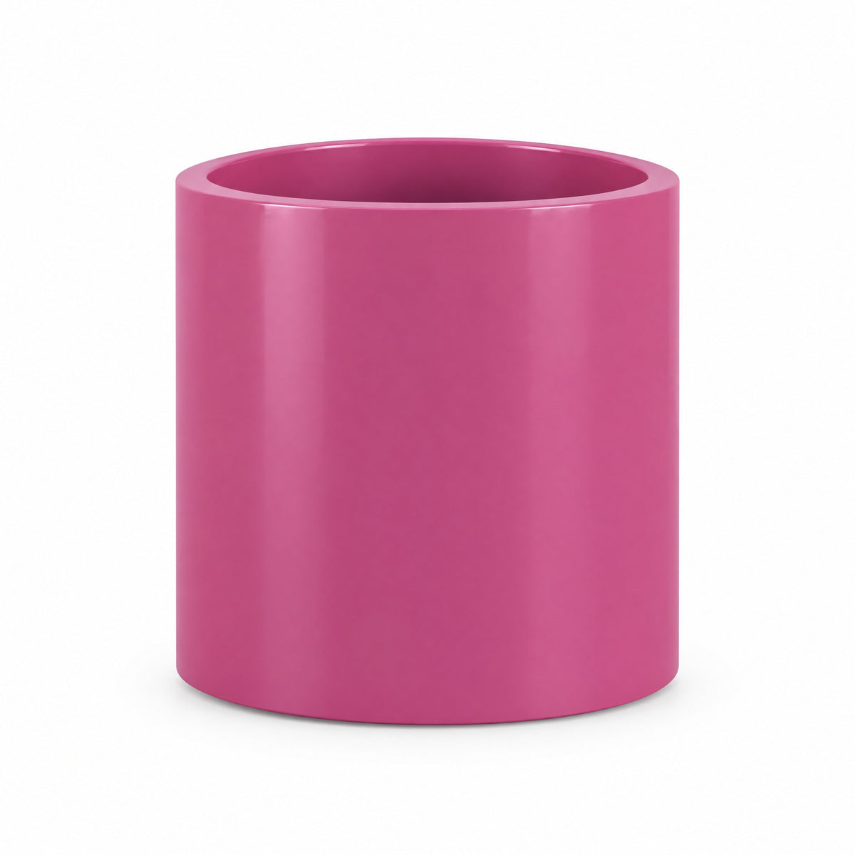 Urban Cylinder fiberglass planter in gloss pink violet