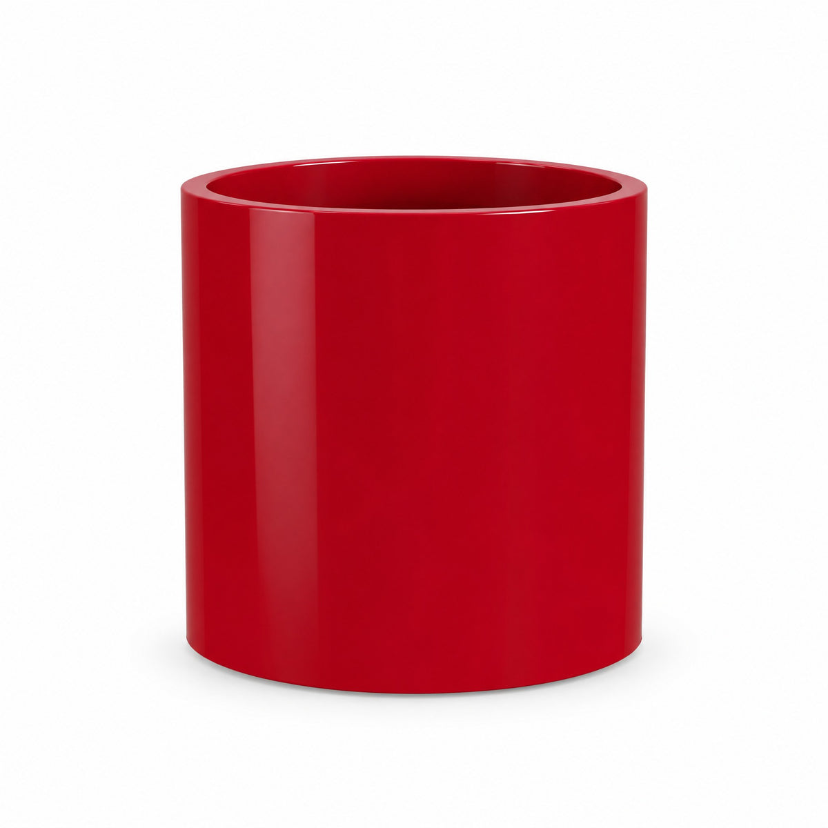 Urban Cylinder fiberglass planter in gloss red