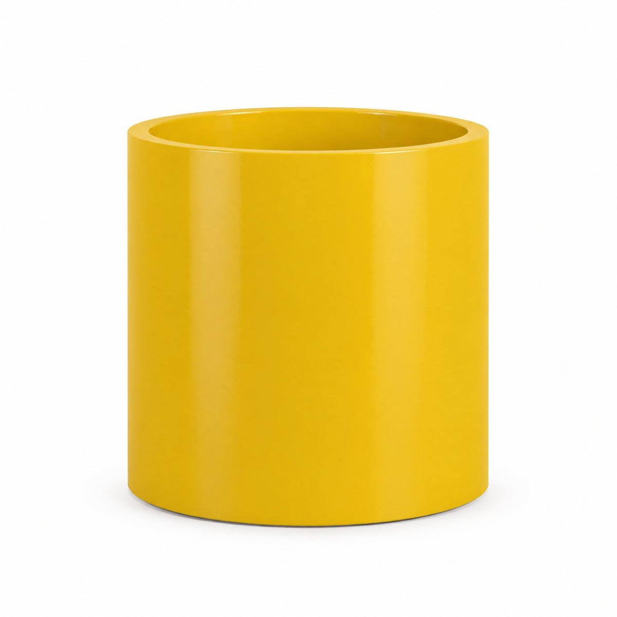 Urban Cylinder fiberglass planter in gloss saffron