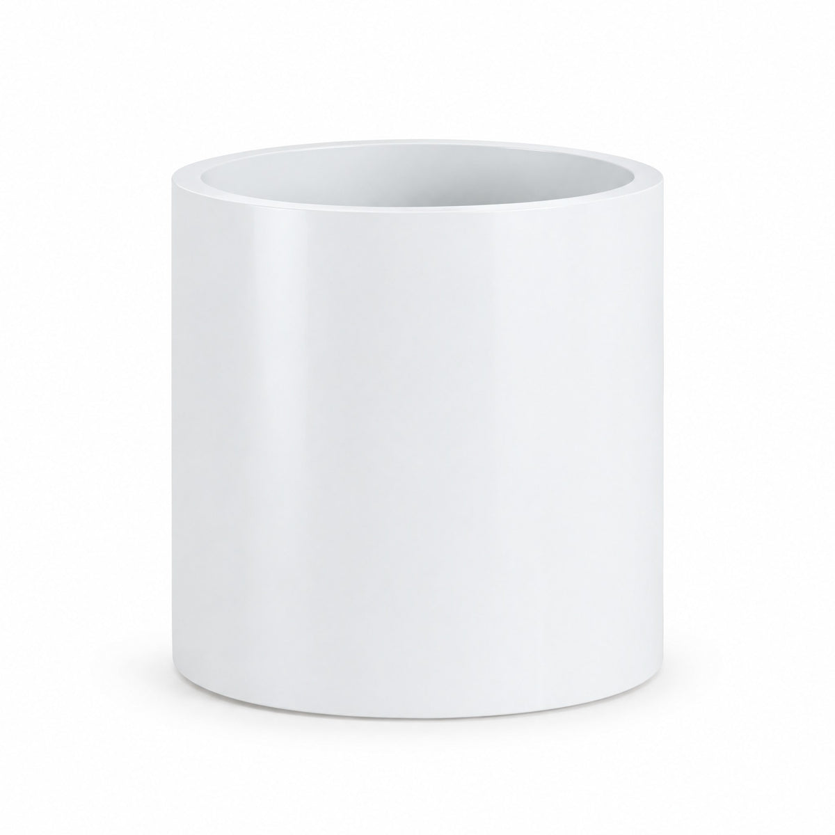 Urban Cylinder fiberglass planter in gloss white