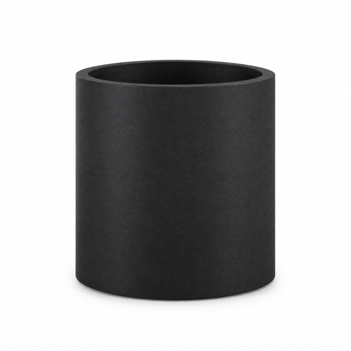 Urban Cylinder fiberglass planter in matte black