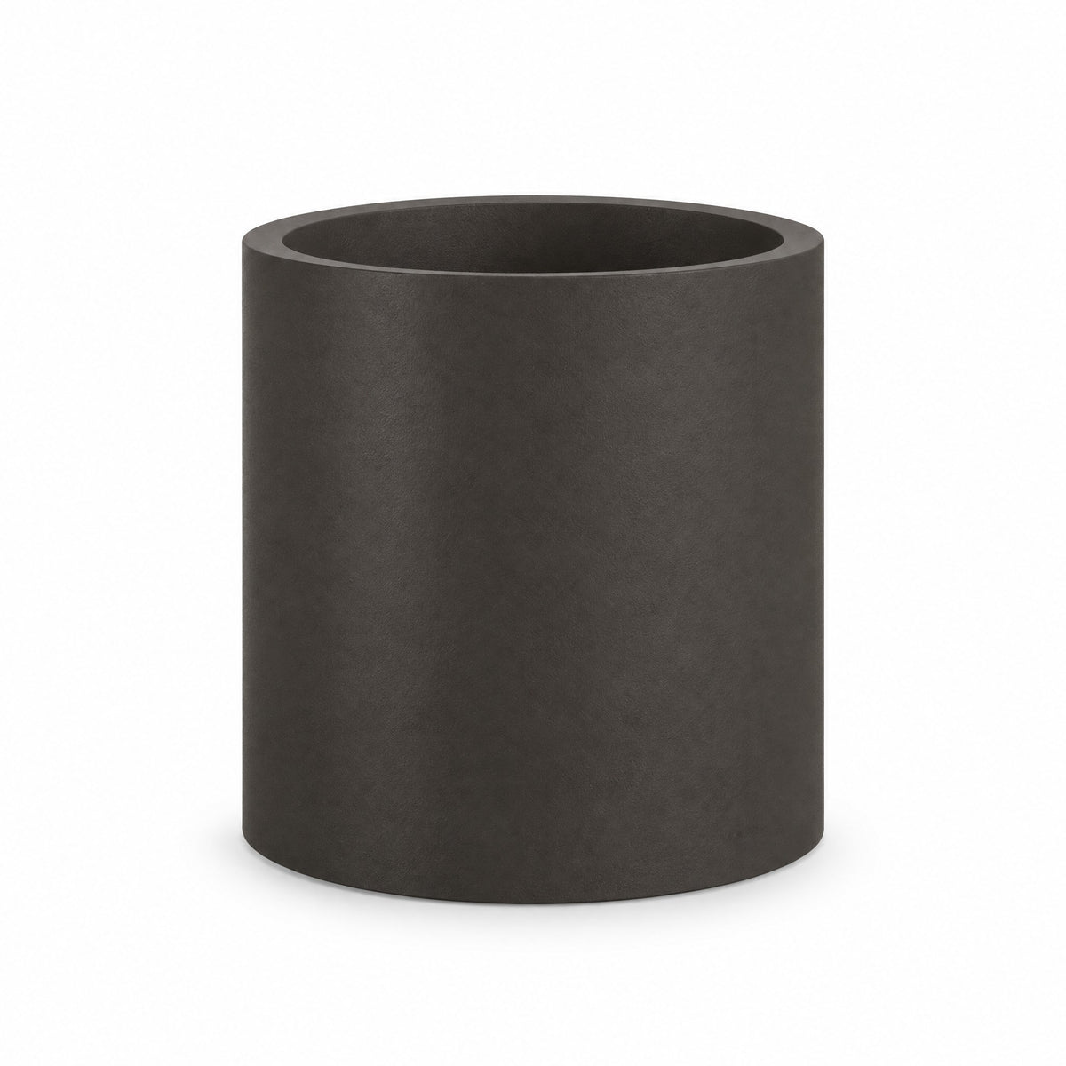 Urban Cylinder fiberglass planter in matte brown
