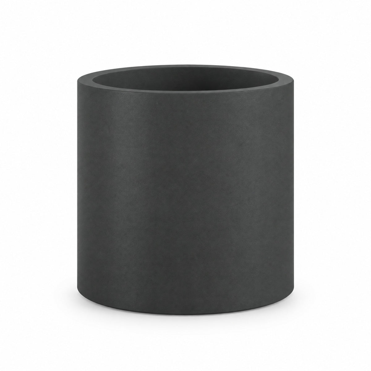 Urban Cylinder fiberglass planter in matte charcoal