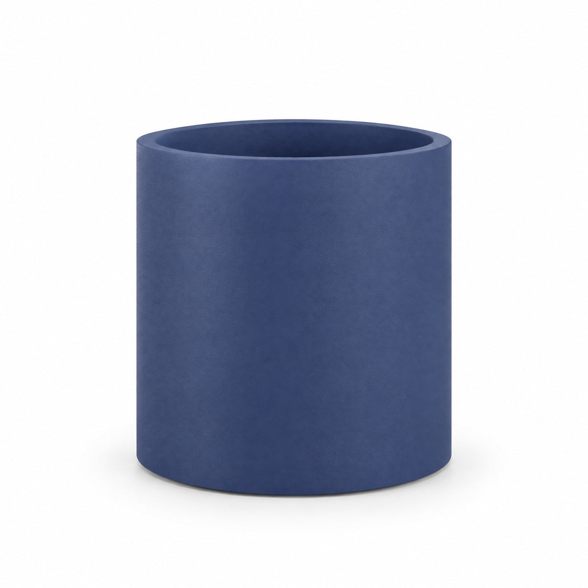 Urban Cylinder fiberglass planter in matte cobalt blue