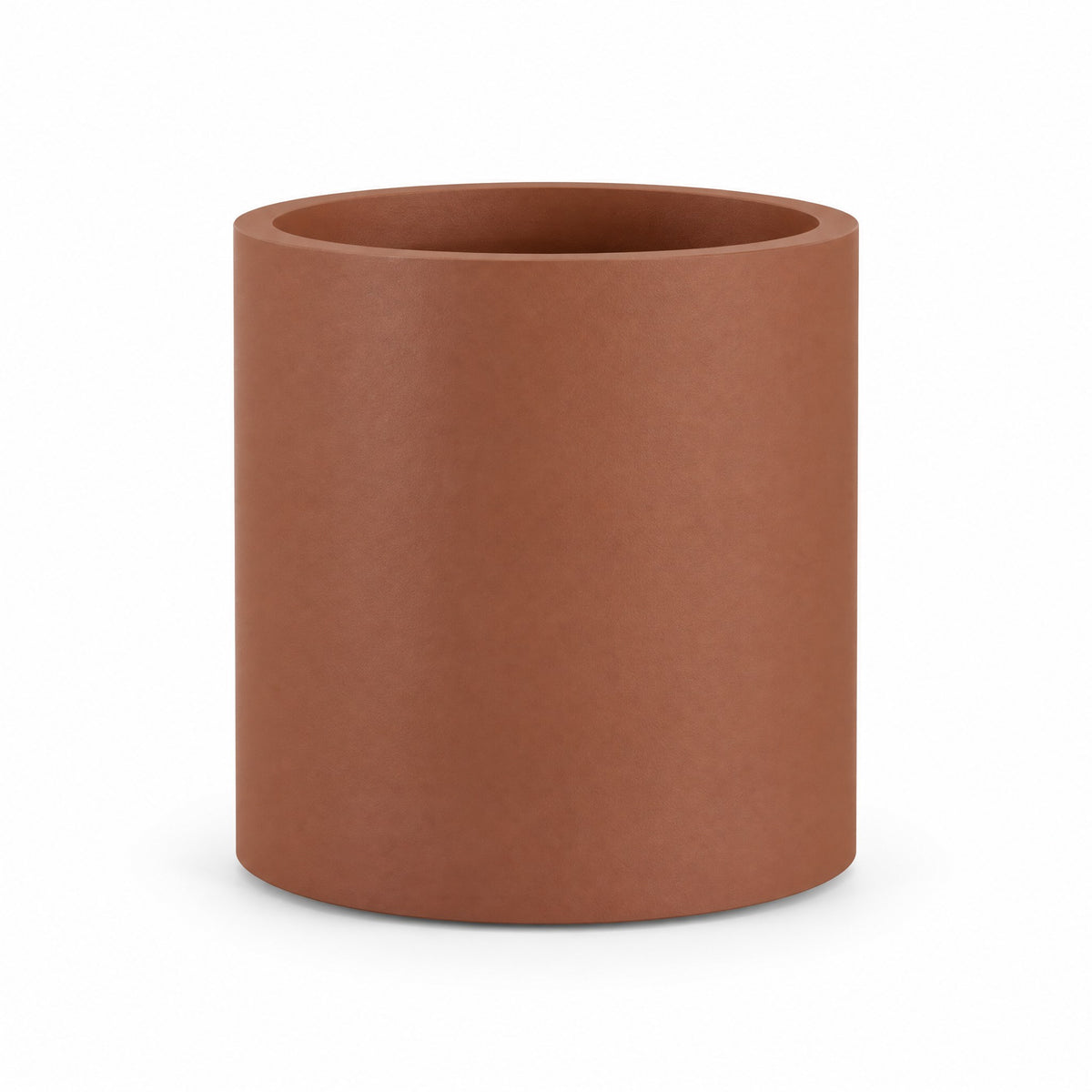 Urban Cylinder fiberglass planter in matte terracotta