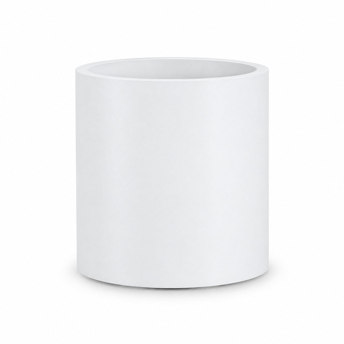Urban Cylinder fiberglass planter in matte white