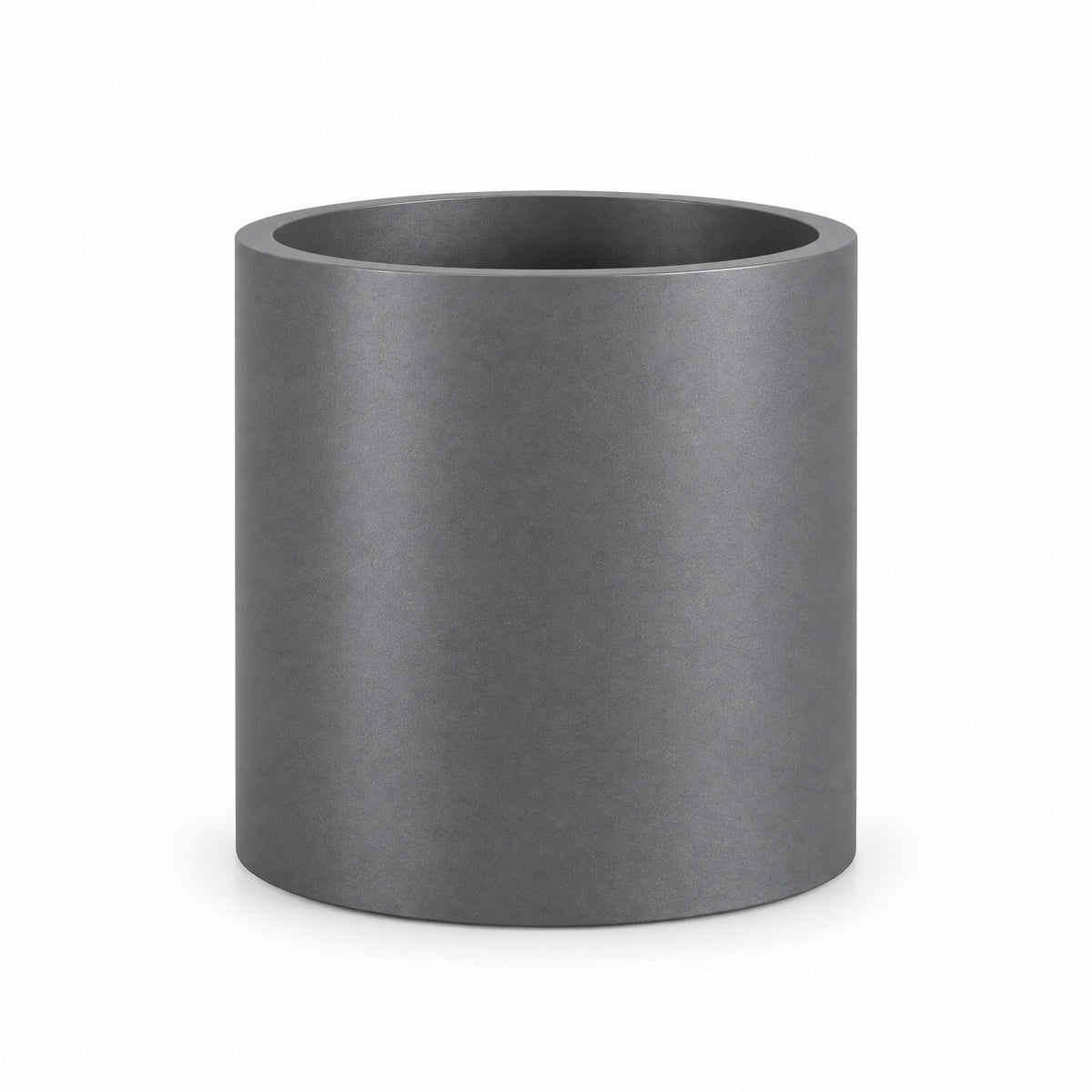 Urban Cylinder fiberglass planter in metallic gunmetal