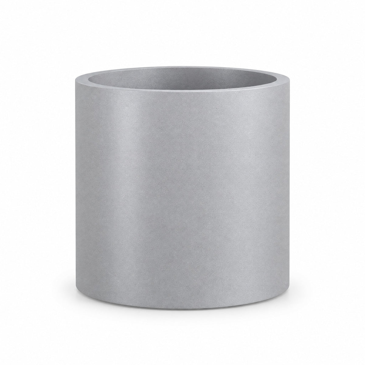 Urban Cylinder fiberglass planter in metallic silver