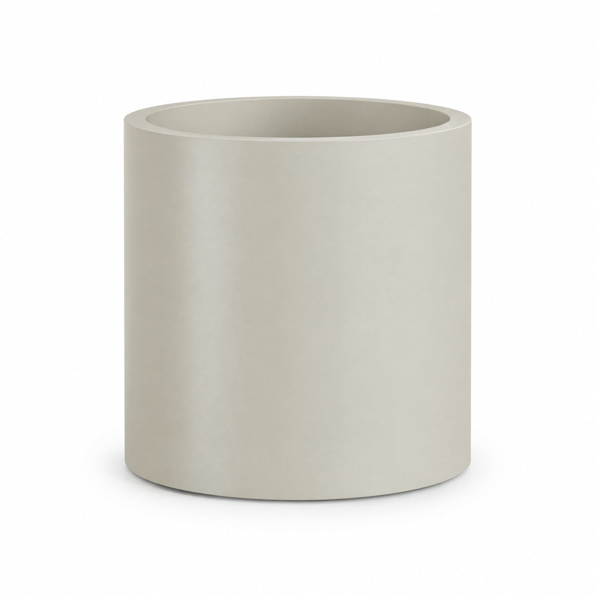 Urban Cylinder fiberglass planter in satin beige