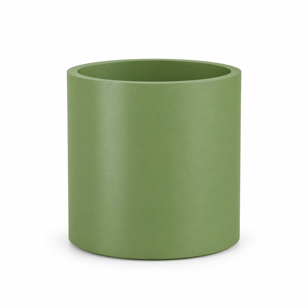 Urban Cylinder fiberglass planter in satin green