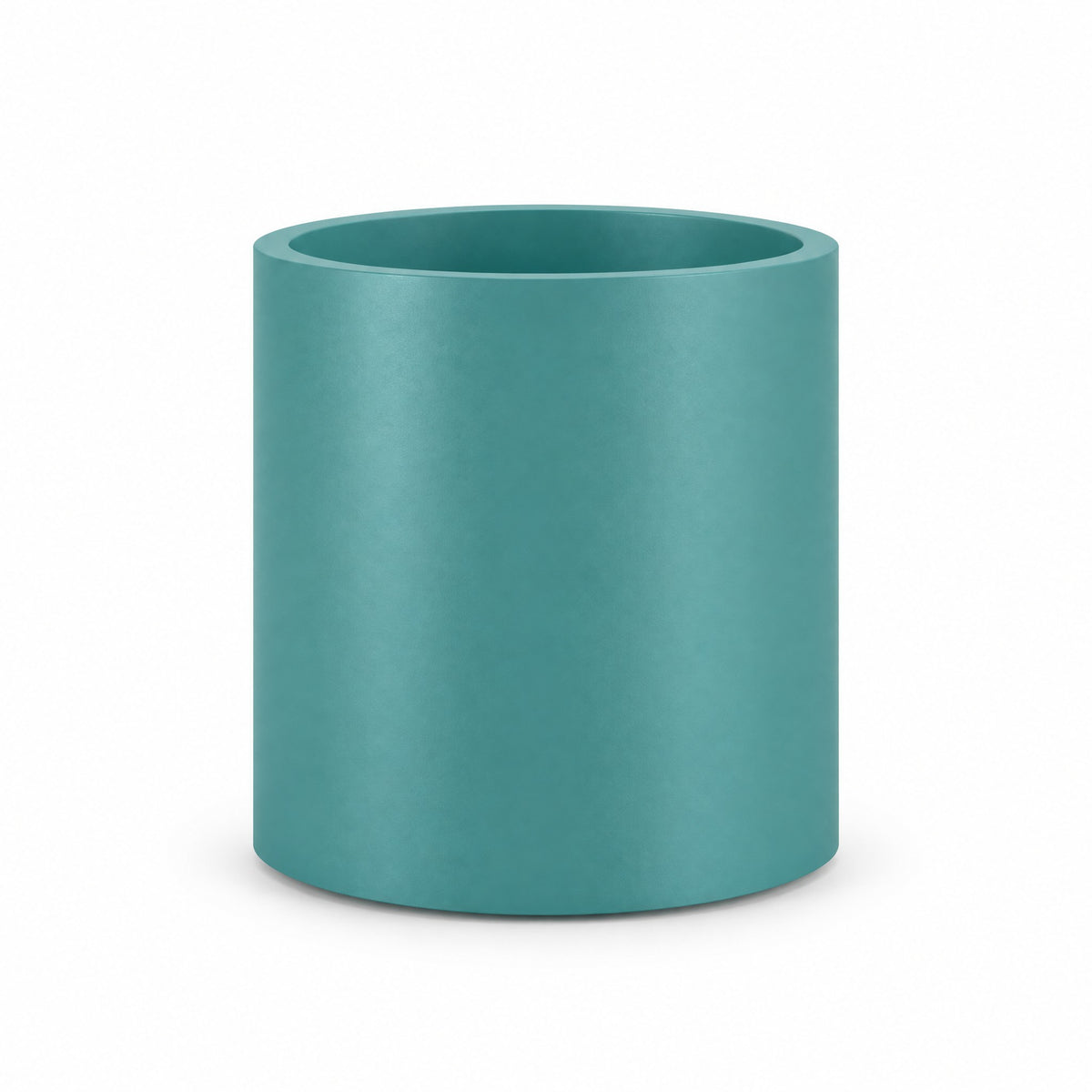 Urban Cylinder fiberglass planter in satin sea foam