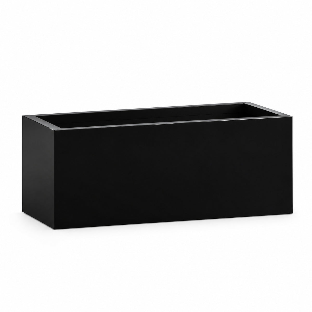 Urban Low Trough fiberglass planter in gloss black