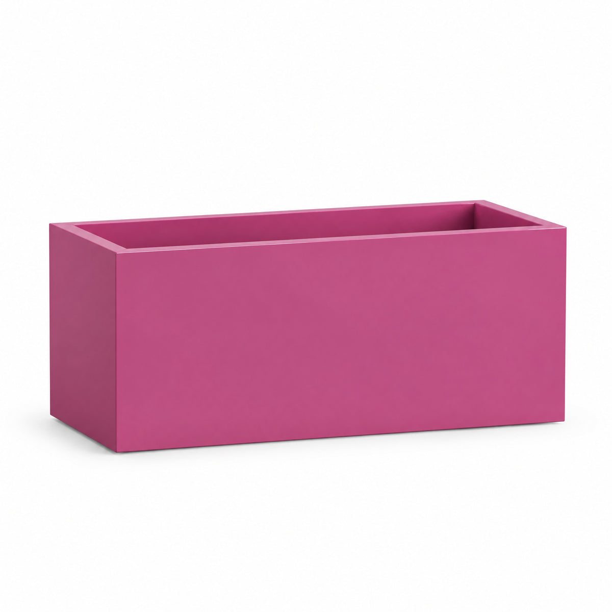 Urban Low Trough fiberglass planter in gloss pink violet