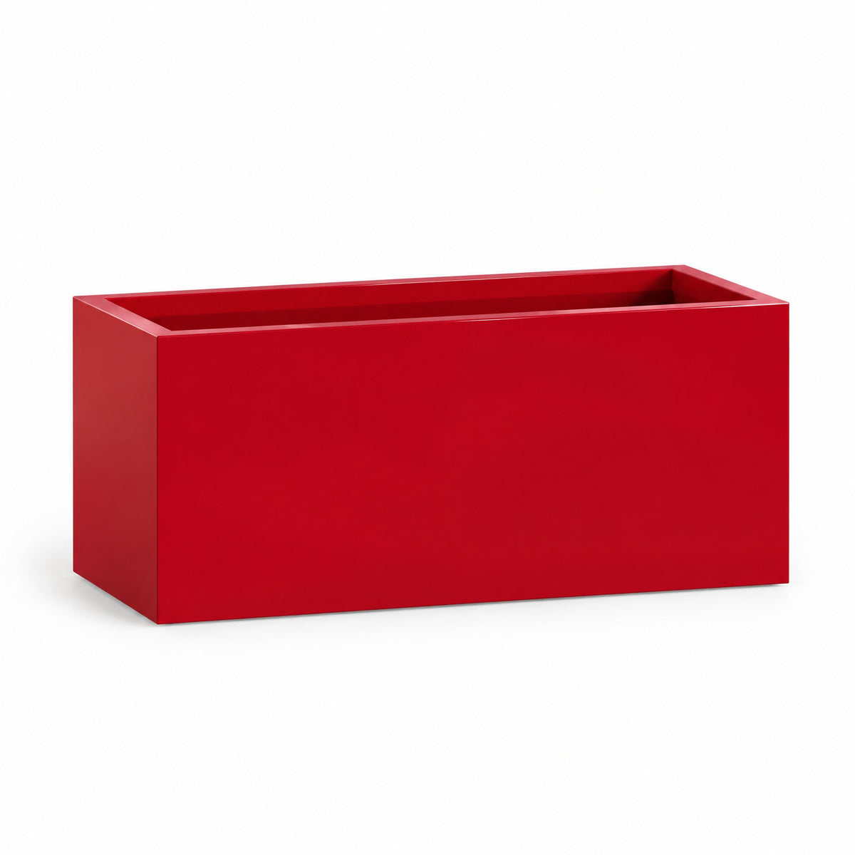 Urban Low Trough fiberglass planter in gloss red