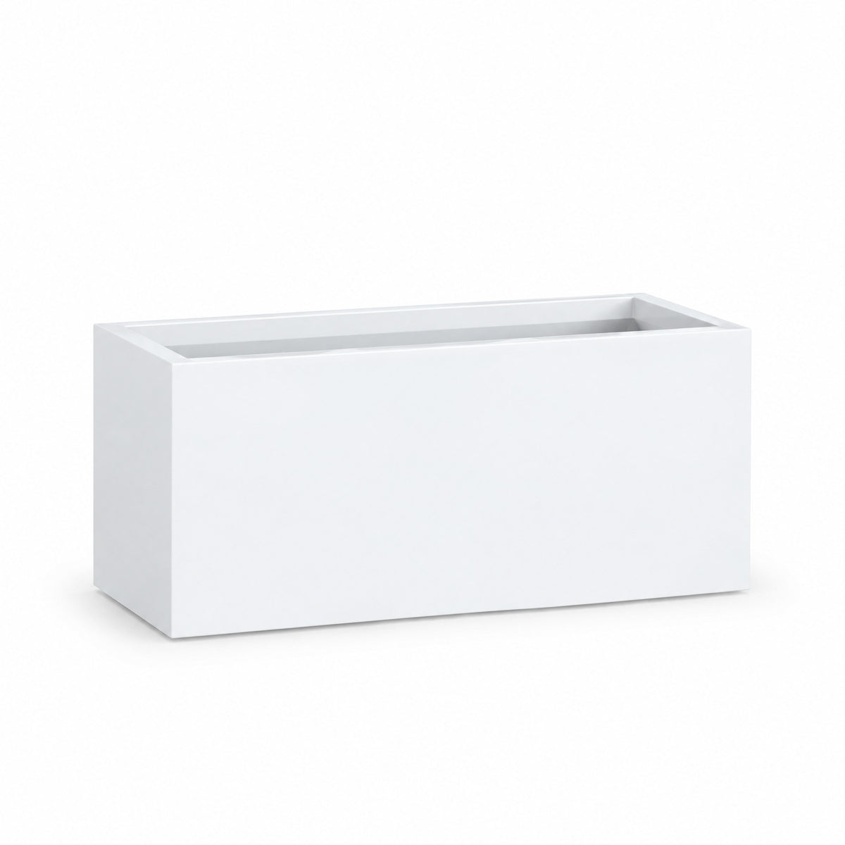 Urban Low Trough fiberglass planter in gloss white