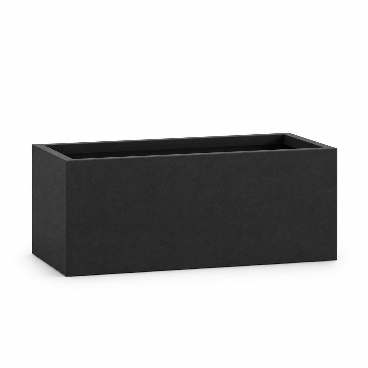 Urban Low Trough fiberglass planter in matte black
