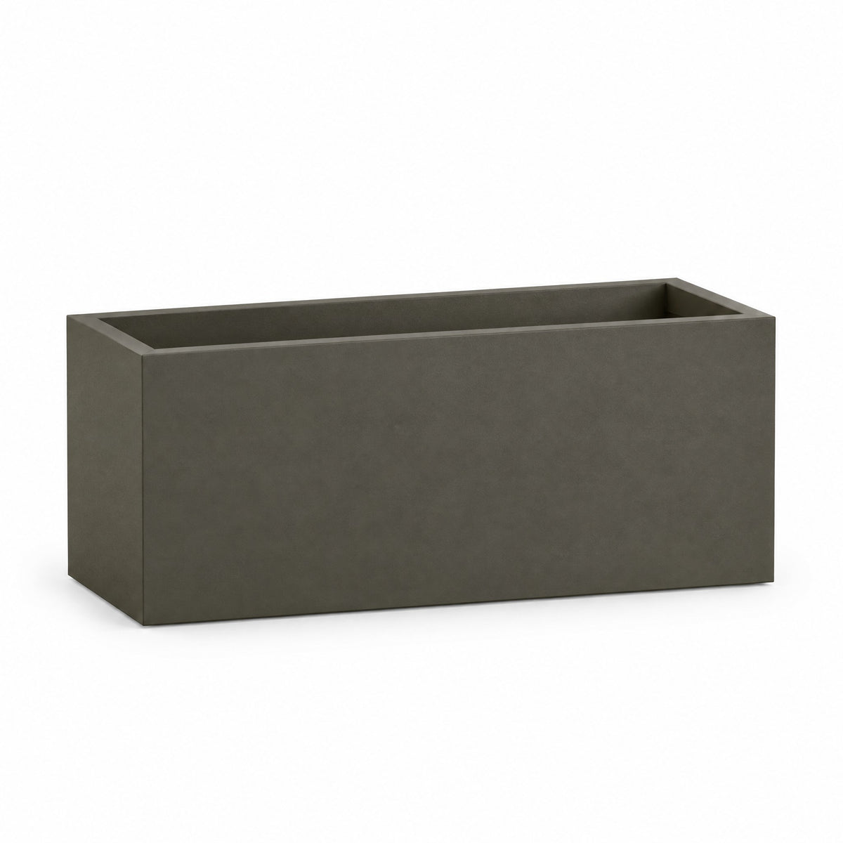 Urban Low Trough fiberglass planter in matte bronze