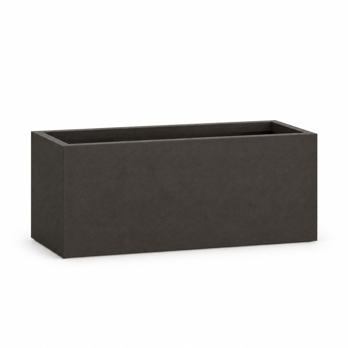 Urban Low Trough fiberglass planter in matte brown