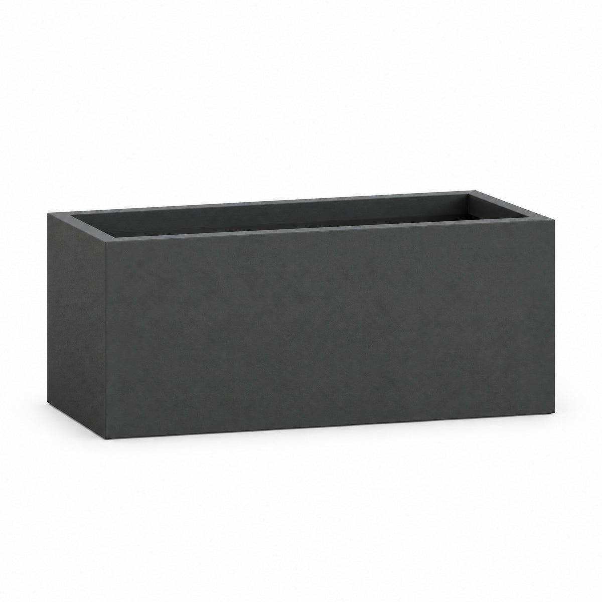 Urban Low Trough fiberglass planter in matte charcoal