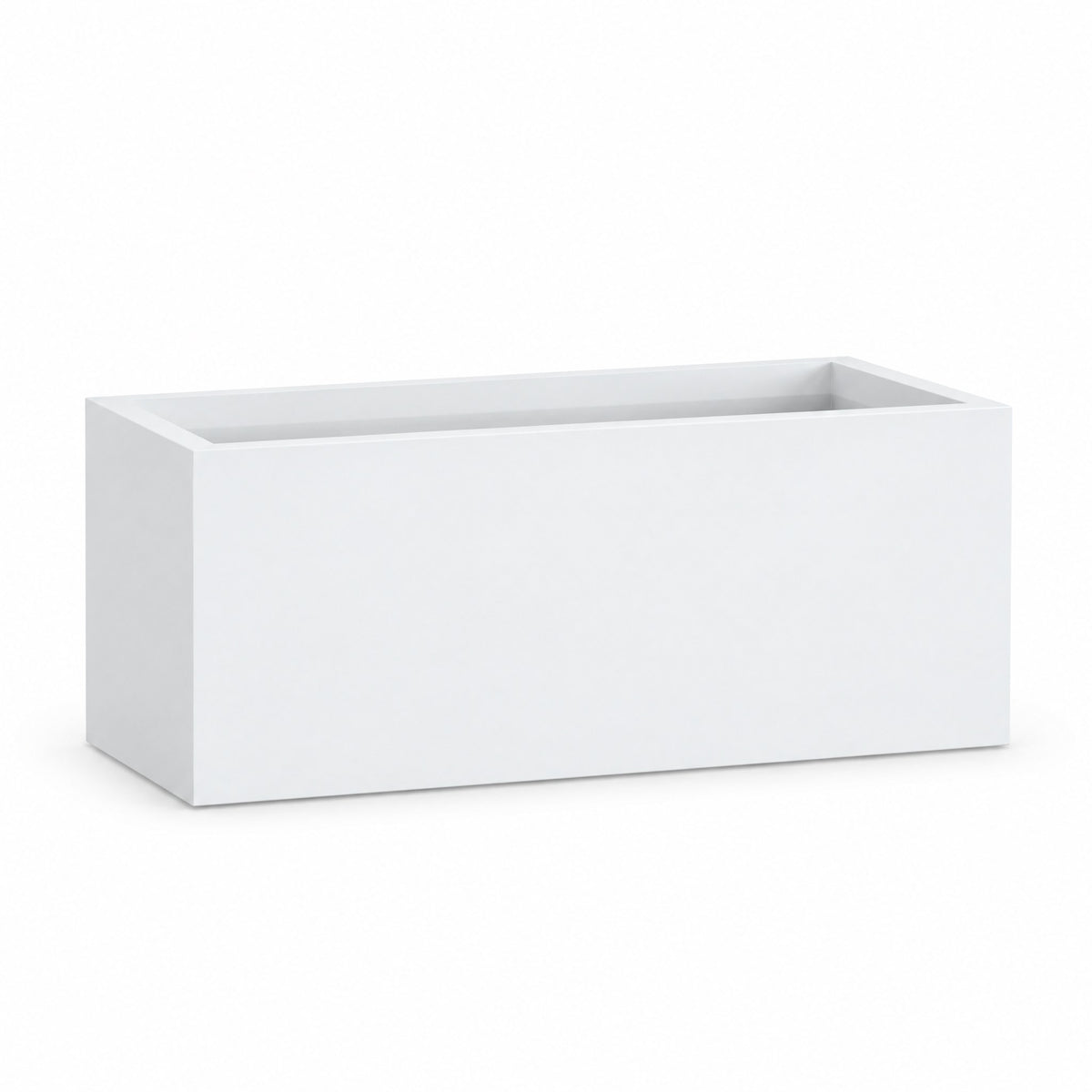 Urban Low Trough fiberglass planter in matte white