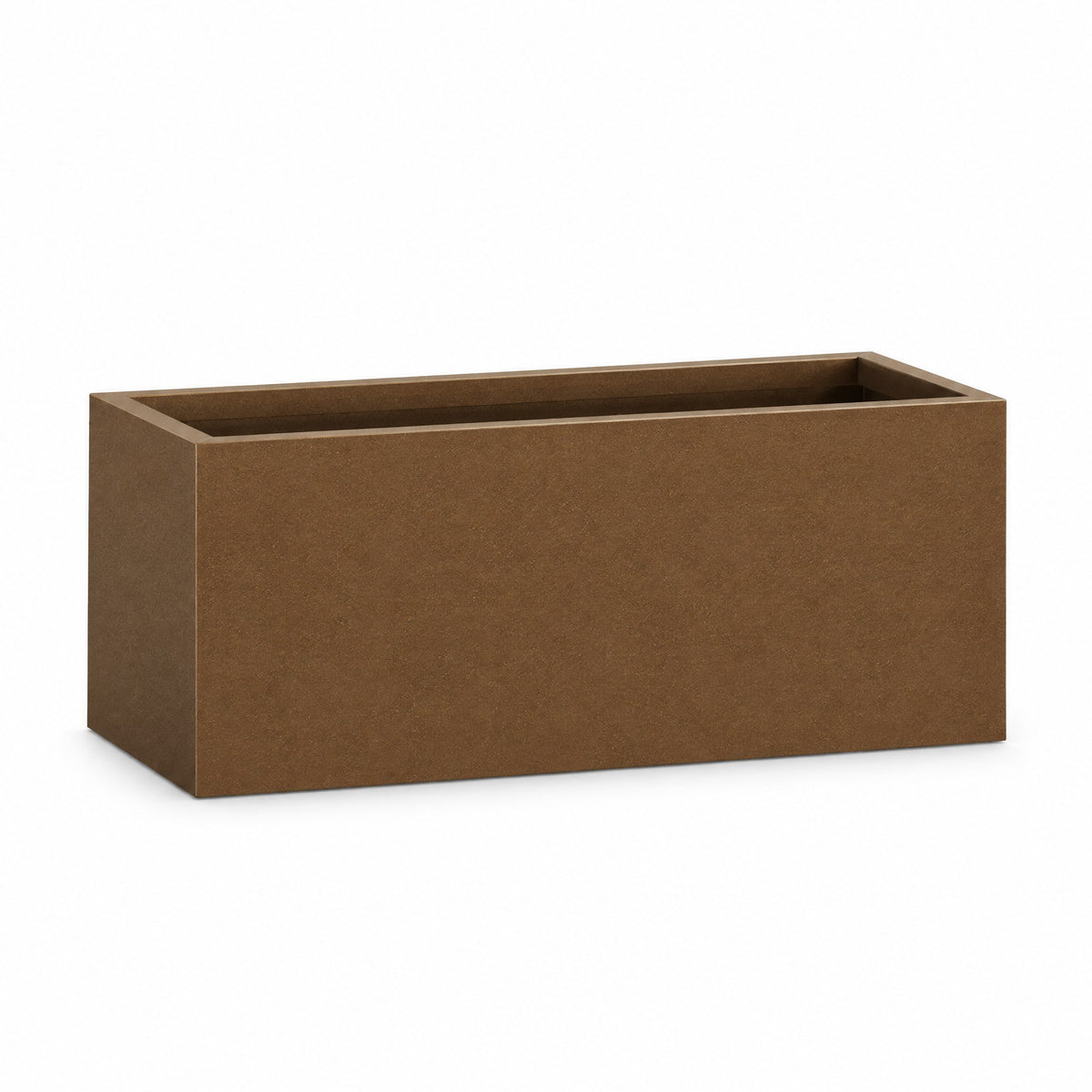 Urban Low Trough fiberglass planter in metallic bronze