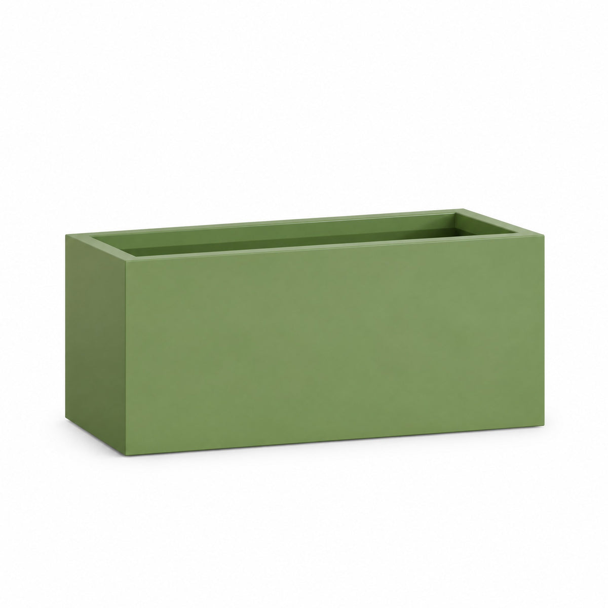 Urban Low Trough fiberglass planter in satin green