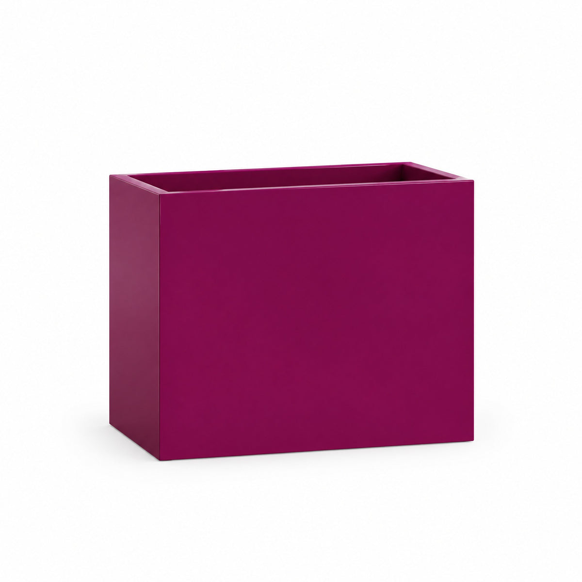 Urban Tall Trough fiberglass planter in gloss eggplant