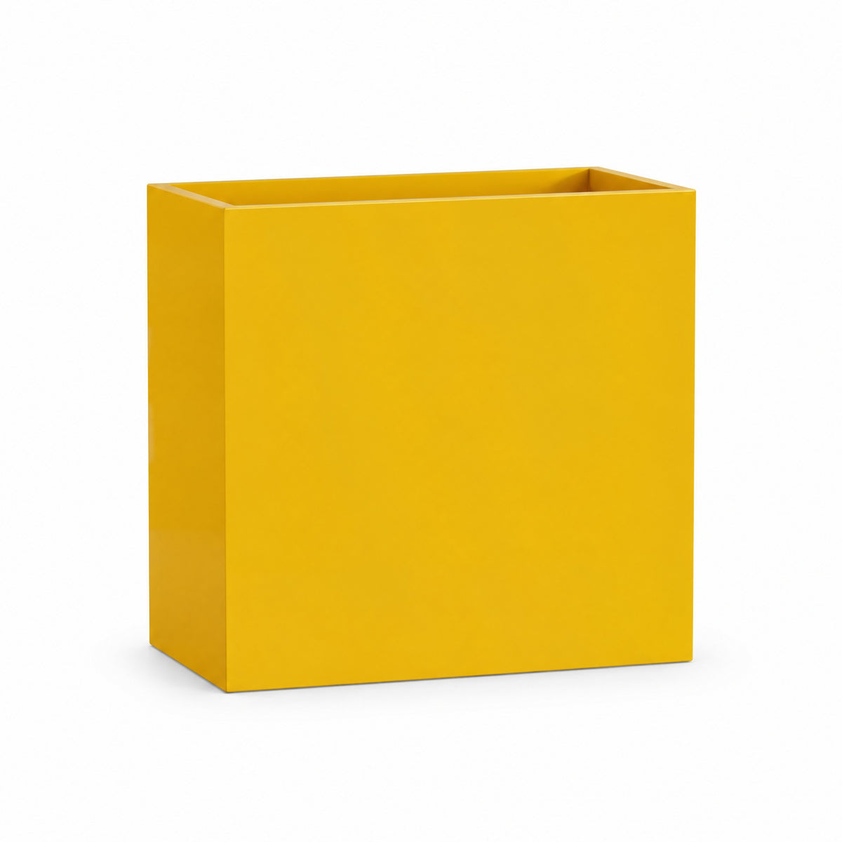 Urban Tall Trough fiberglass planter in gloss saffron