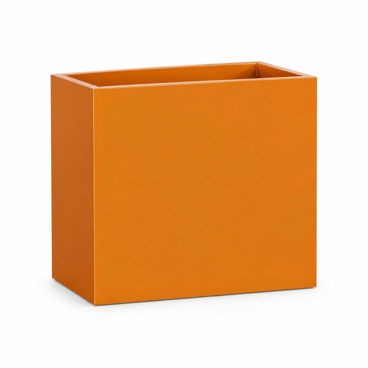 Urban Tall Trough fiberglass planter in gloss tangerine