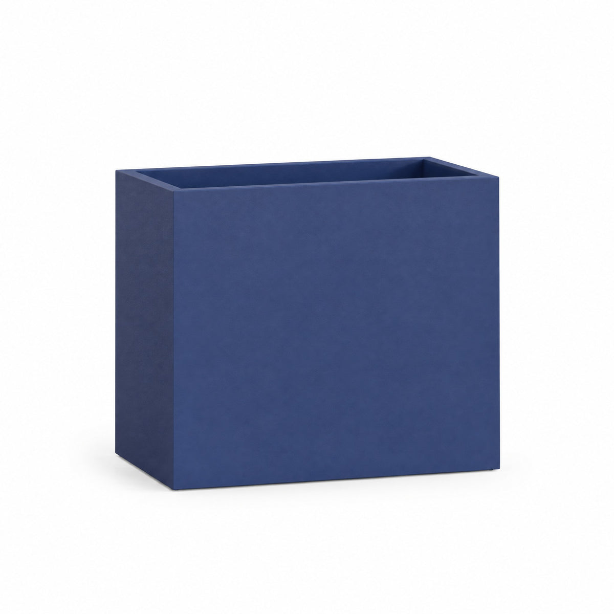 Urban Tall Trough fiberglass planter in matte cobalt blue