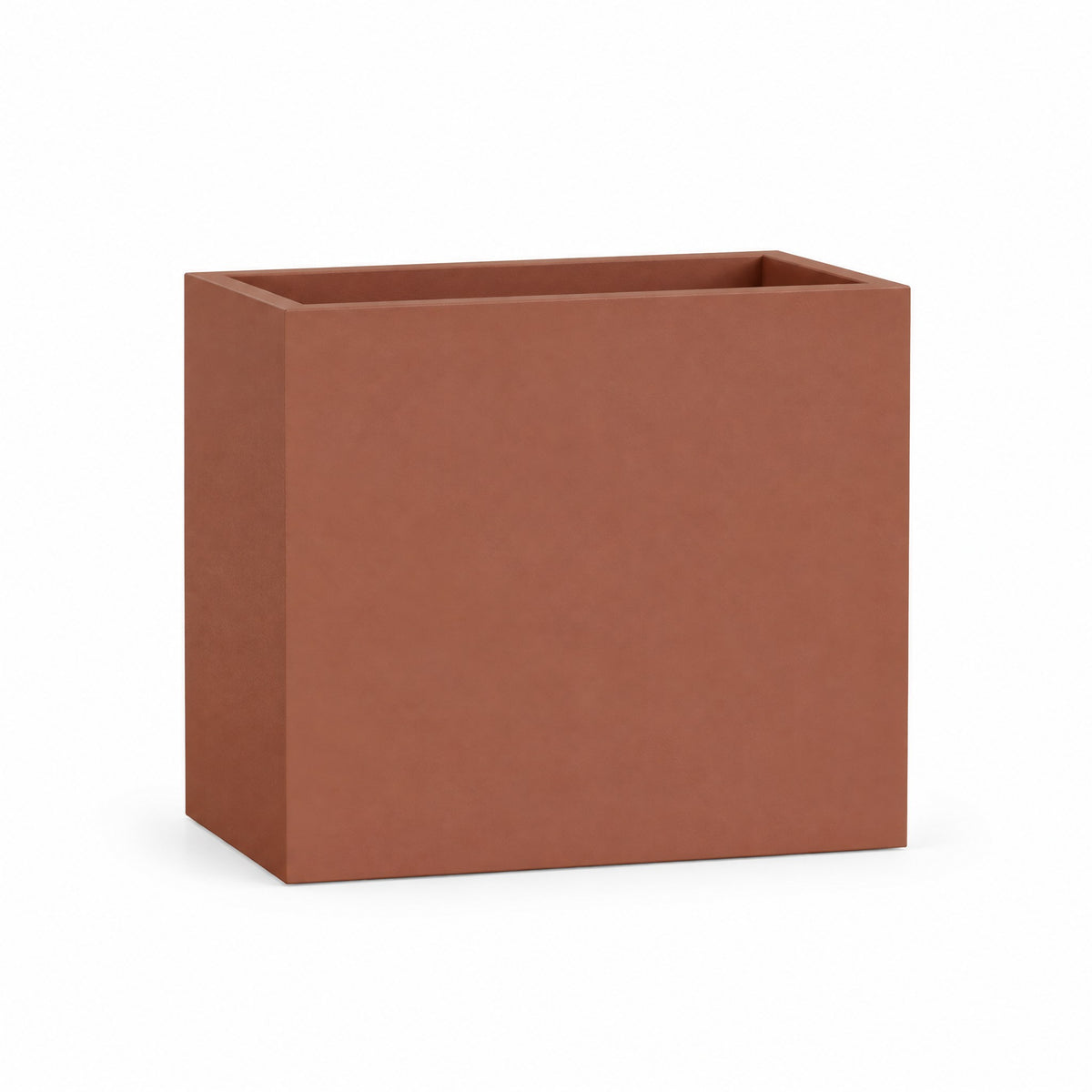 Urban Tall Trough fiberglass planter in matte terracotta
