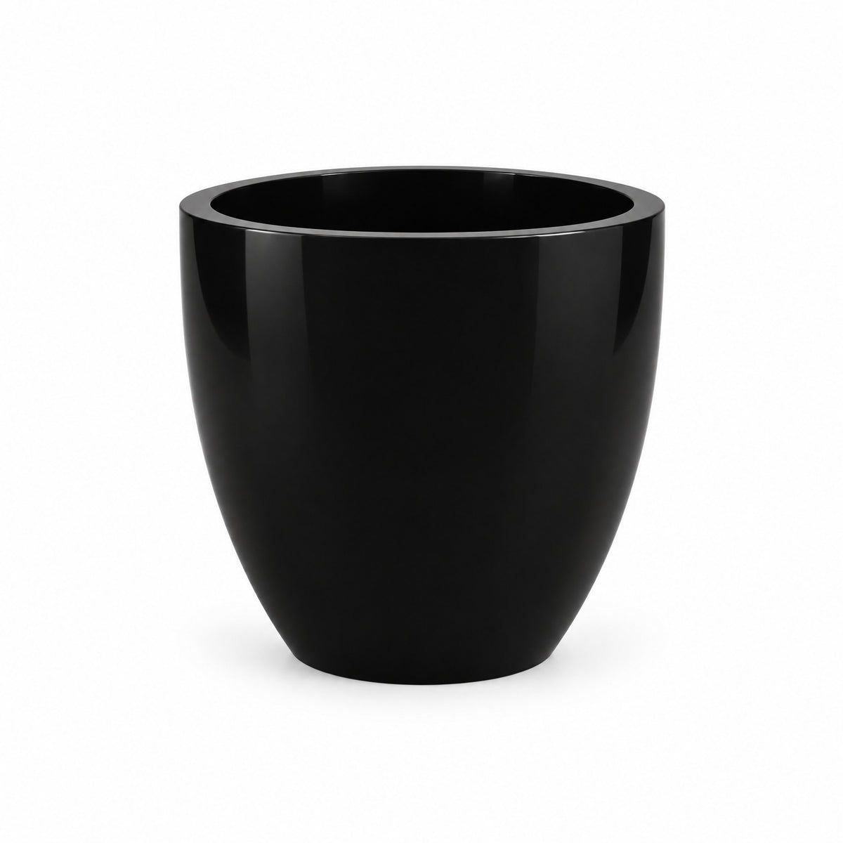 Urban Tapered Cylinder fiberglass planter in gloss black