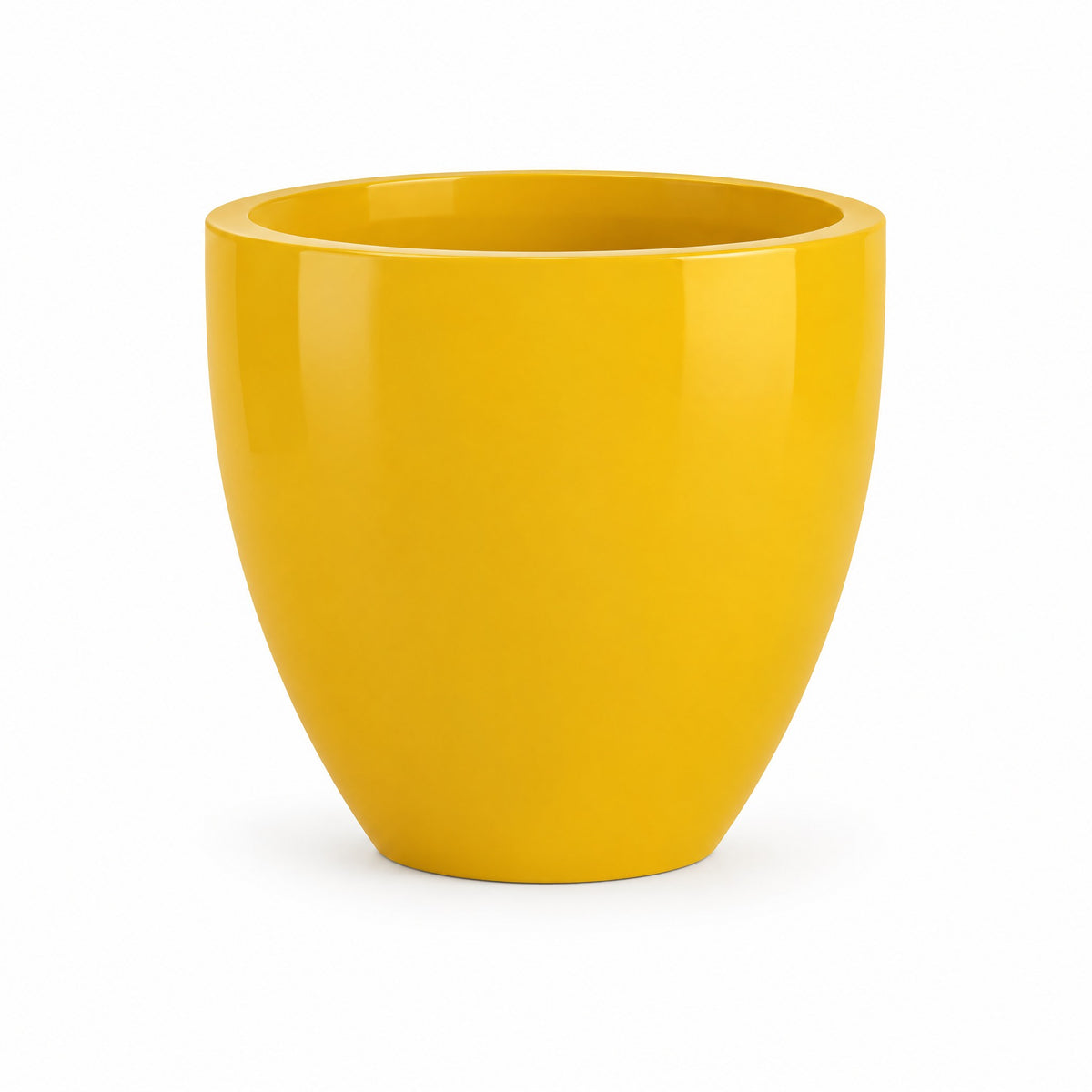 Urban Tapered Cylinder fiberglass planter in gloss saffron