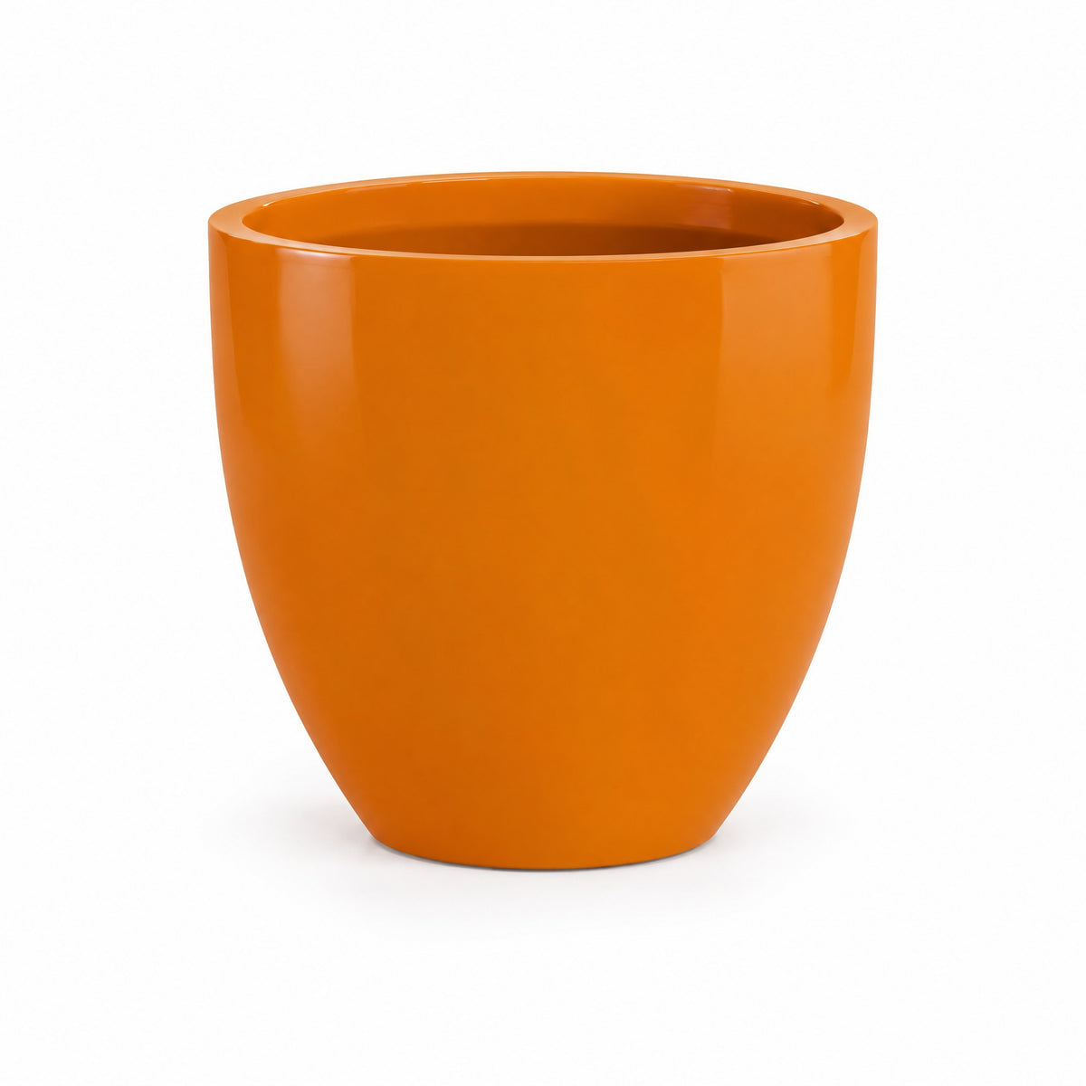 Urban Tapered Cylinder fiberglass planter in gloss tangerine