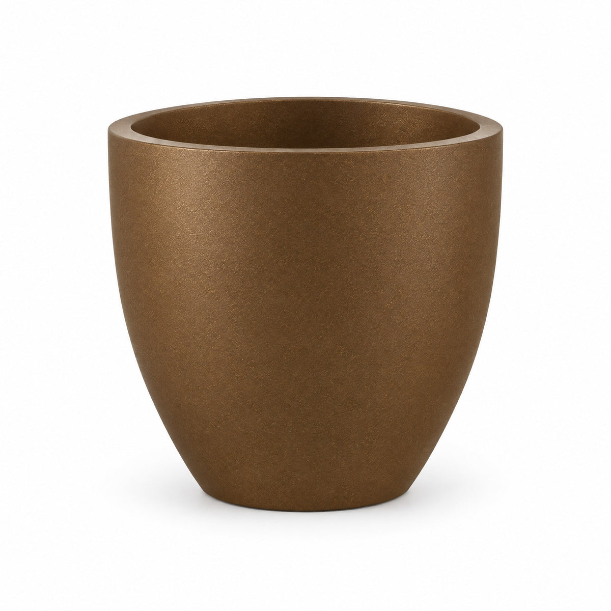 Urban Tapered Cylinder fiberglass planter in metallic bronze
