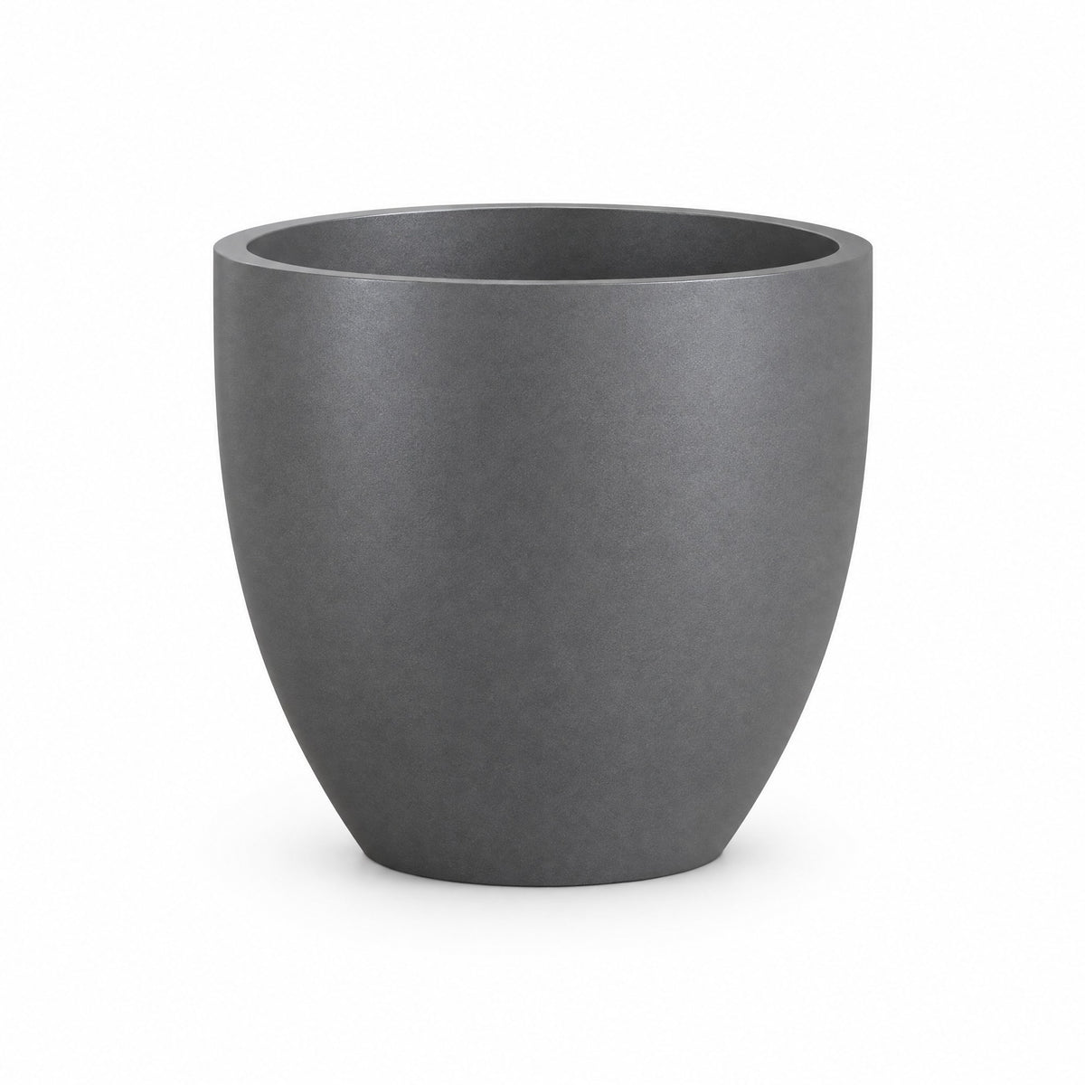 Urban Tapered Cylinder fiberglass planter in metallic gunmetal