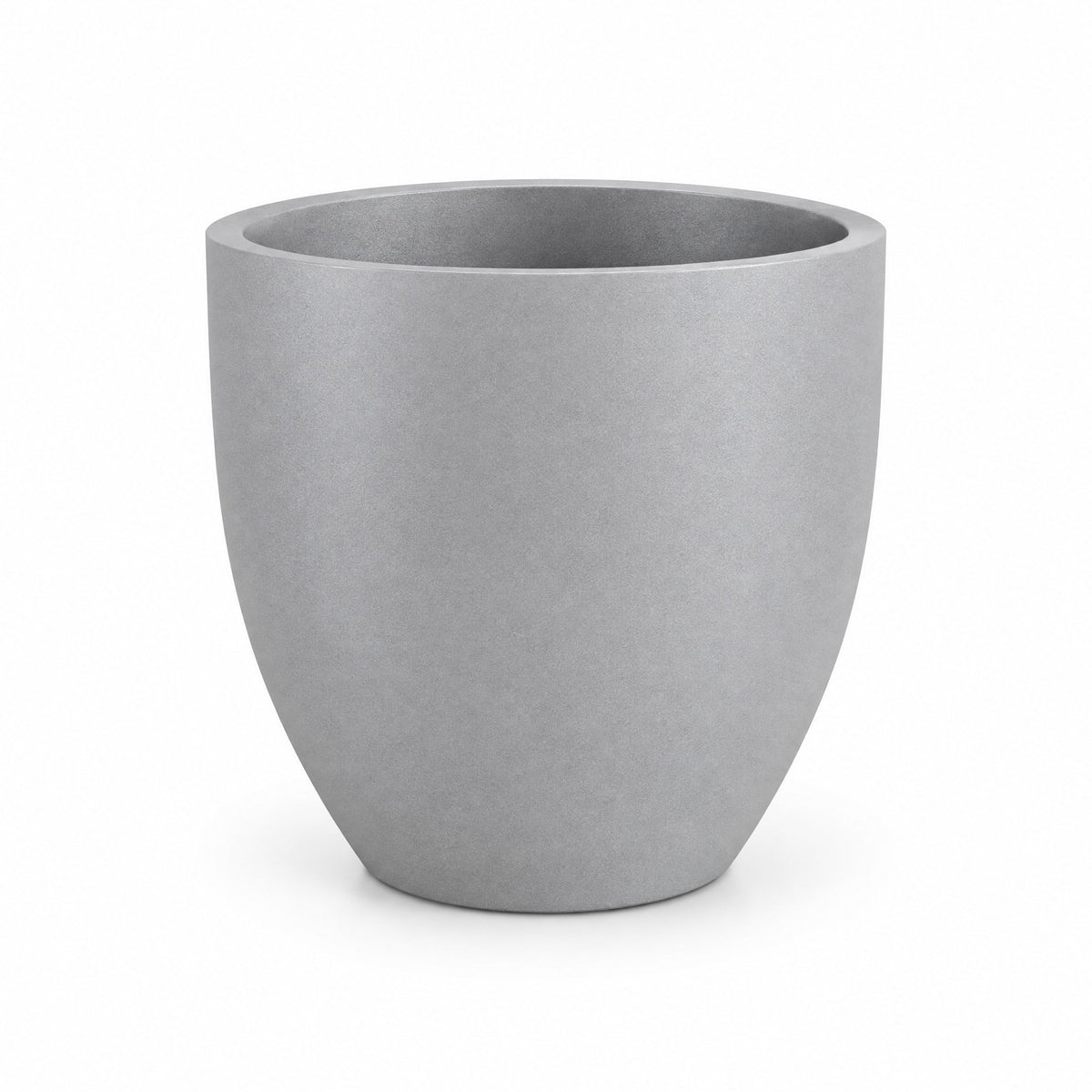 Urban Tapered Cylinder fiberglass planter in metallic silver
