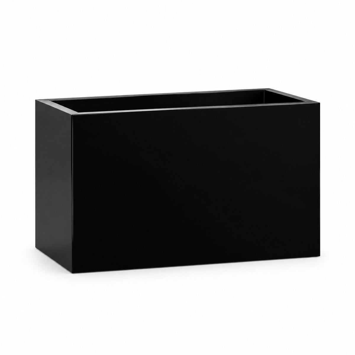 Urban Trough fiberglass planter in gloss black