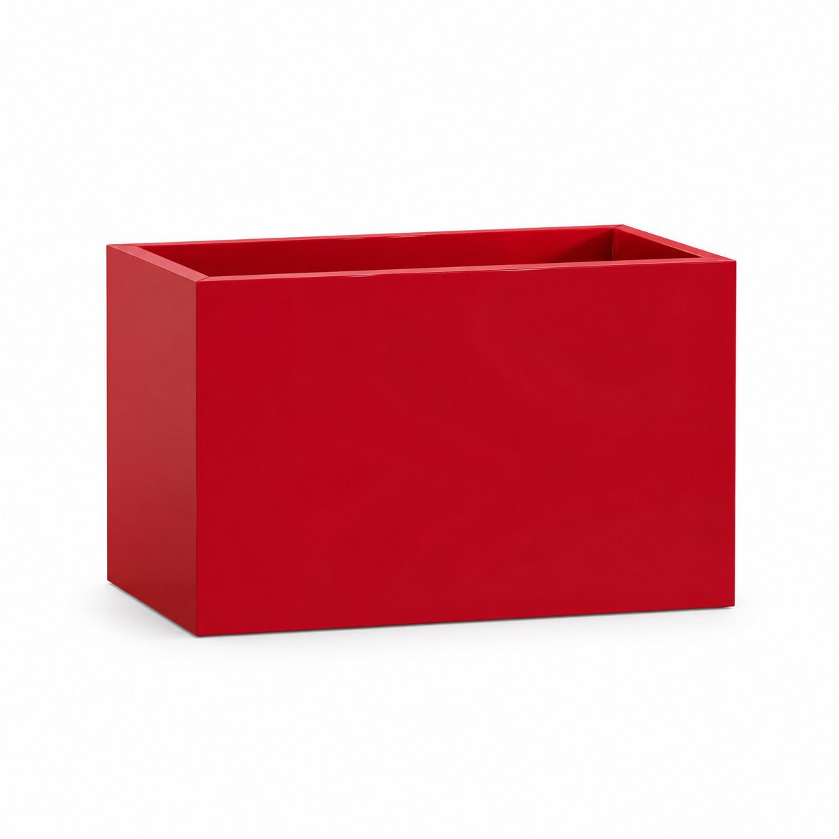 Urban Trough fiberglass planter in gloss red