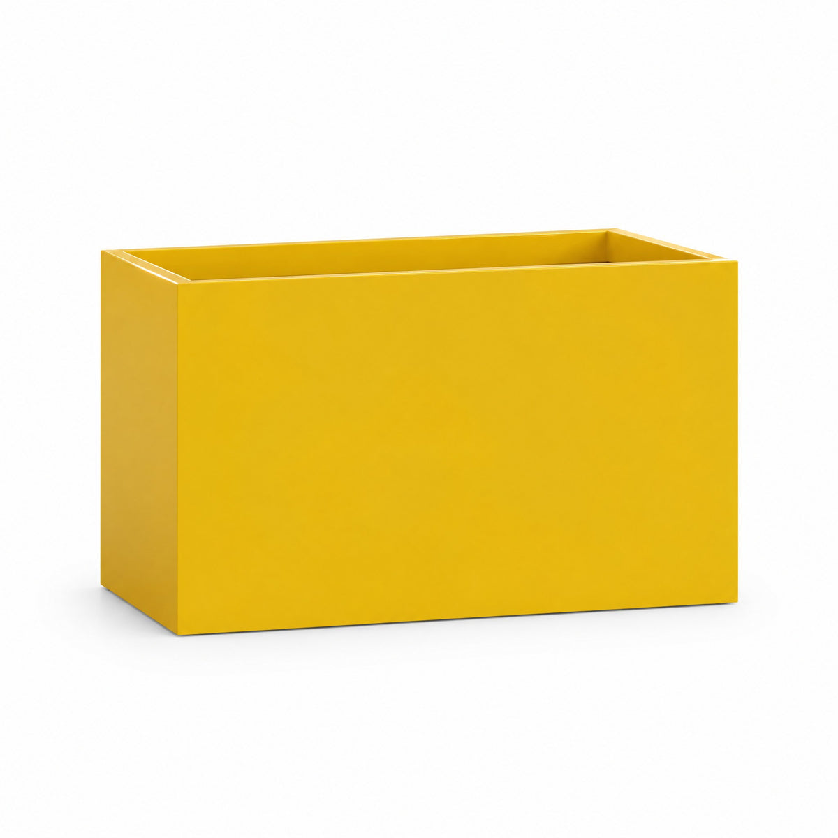 Urban Trough fiberglass planter in gloss saffron