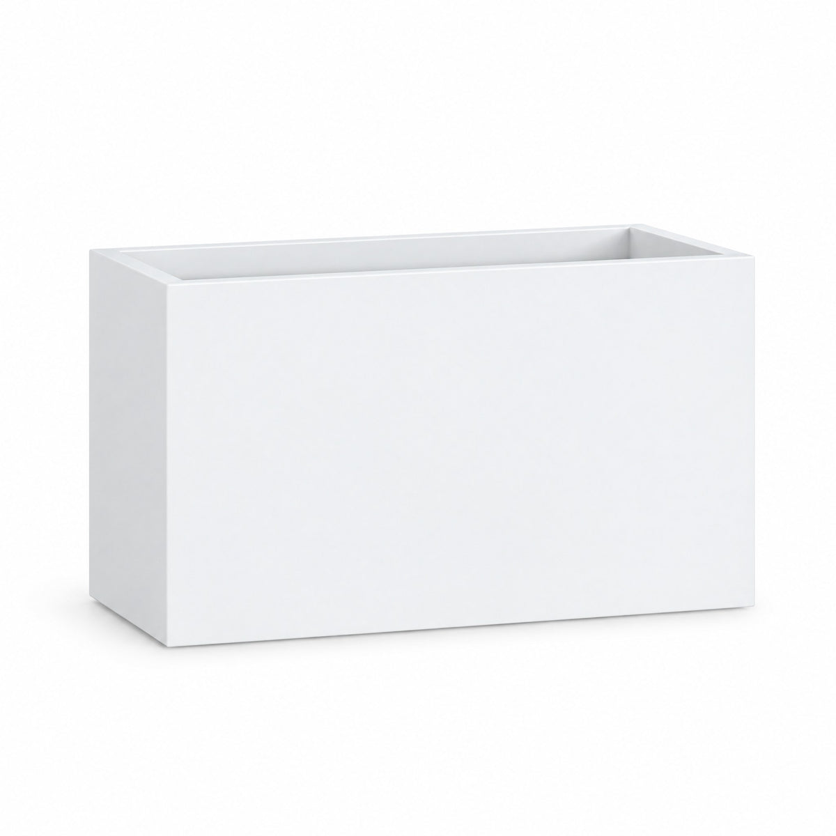 Urban Trough fiberglass planter in gloss white