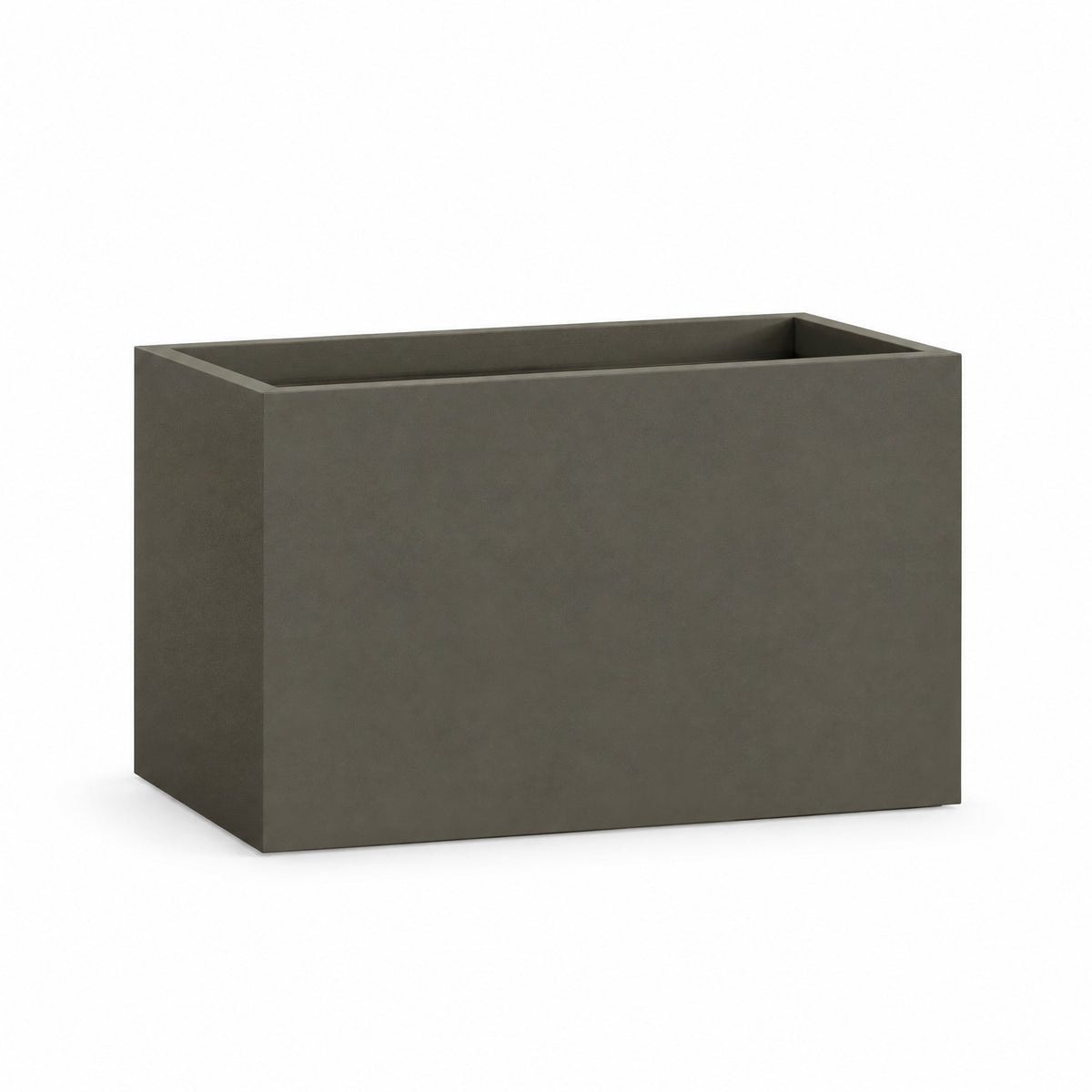 Urban Trough fiberglass planter in matte bronze
