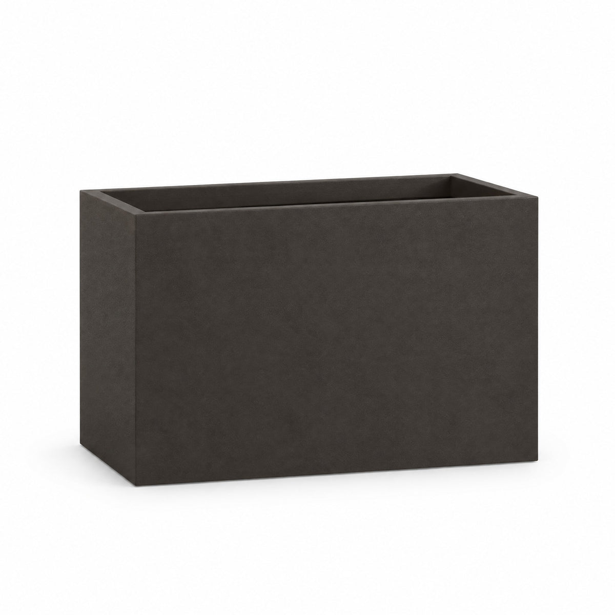 Urban Trough fiberglass planter in matte brown