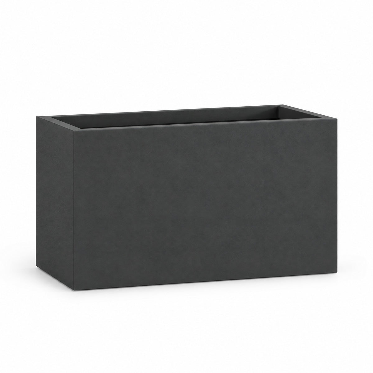 Urban Trough fiberglass planter in matte charcoal