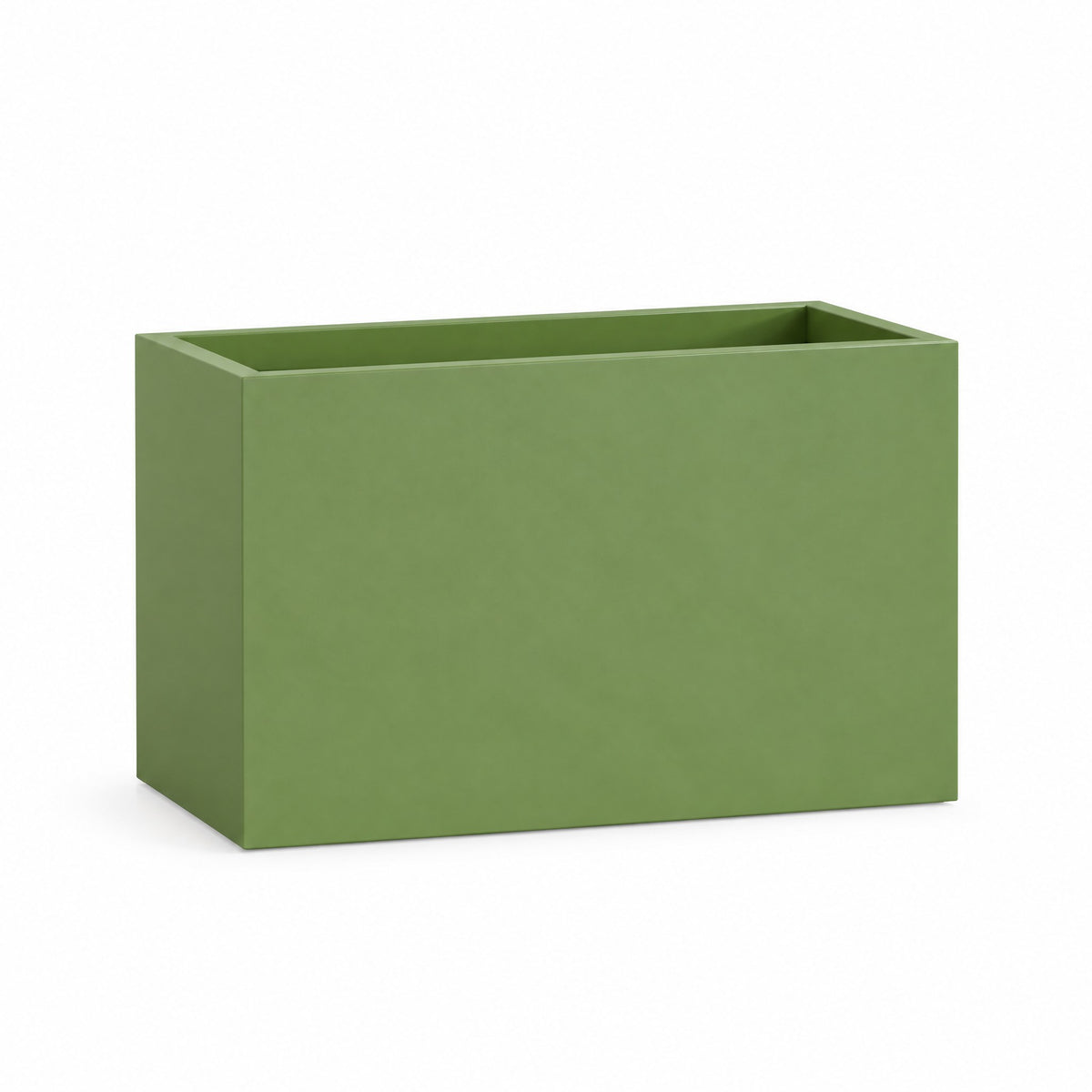 Urban Trough fiberglass planter in satin green