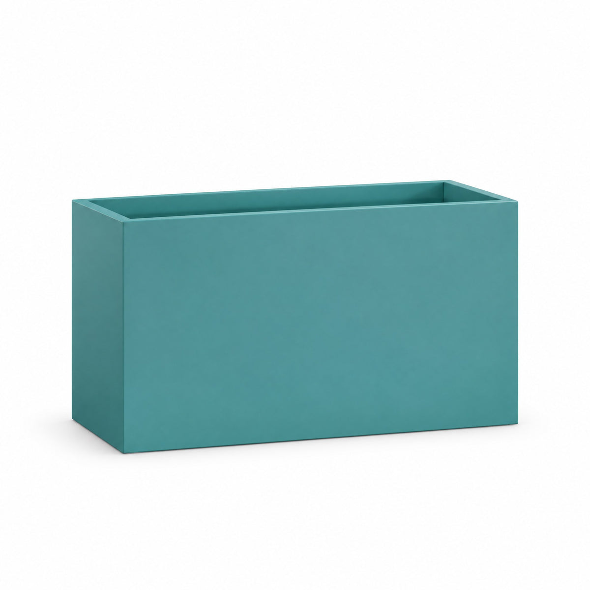 Urban Trough fiberglass planter in satin sea foam